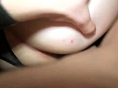 fucked a young brunette and came on her tits in garage
