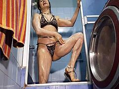 milf goddess glows in foamy bliss