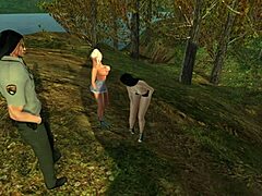 Outdoor Group Anal Tease Turns Rough
