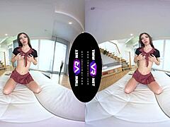 Sensual teen self-pleasure on sofa