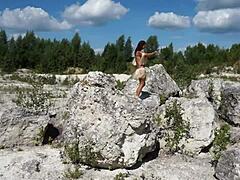 Dancing topless in a quarry