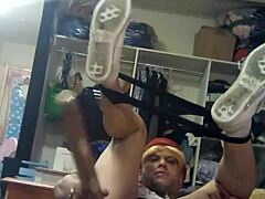 Bennydover Twink Slams Massive Wooden Pole Dildo