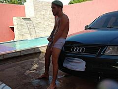 Teen gay guy masturbates hard