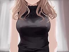 hey check out this anime girl in black dress riding dick and getting cum all over 😍