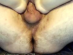 wife rides hard on top for messy creampie finish