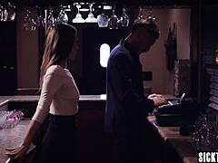 Big cock fucks horny waitress