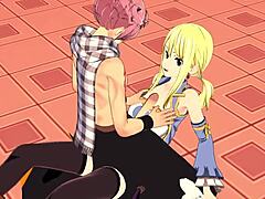 Lucy Natsu hentai delivers relentless blowjob and handjob action