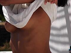 Angel Constance's Outdoor Playboy Strip
