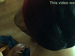Redhead MILF enjoys hardcore ball licking