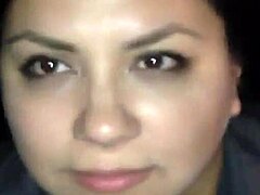 brunette earns facial after oral delight