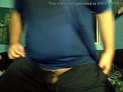 Gay amateur's chastity cage play