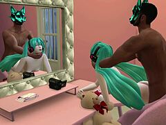 Hatsune Miku in hot interracial scene