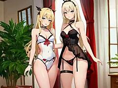 Blonde beauties’ wild hentai magic