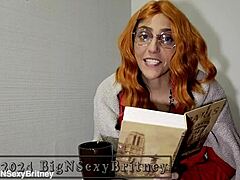 Tits and deepthroat action in library tease