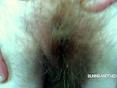 Hairy beaver squirts in homemade vid