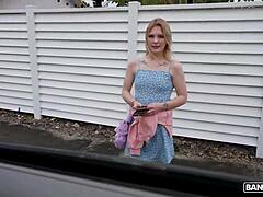 Petite blonde gets messy facial