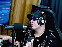 Big tits Latina in podcast