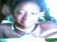 Black beauty masturbates on webcam