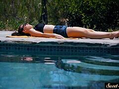 Sultry woman in forbidden scenario