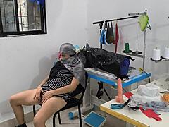 Indian Seamstress Masturbates In Workshop