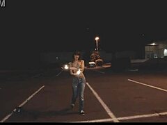 Topless public flashing with Honey Gold