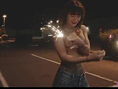 Topless public flashing with Honey Gold