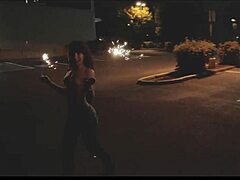 Topless public flashing with Honey Gold