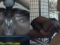 Barstool anal orgasm makes ghetto girl’s pussy drip hard