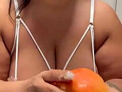 Fruit Play With Curvy Tattooed BBW Solo