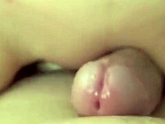 she rubs her dripping pussy on my huge cock