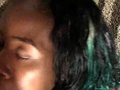 Provocative black beauty teases with toy and mouth