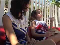 Hey girls, these lesbian cheerleaders can't stop kissing and licking hairy pussies