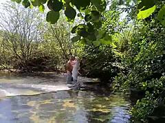 Couple caught fucking ass outdoors hard