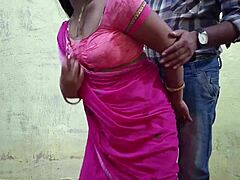 Indian Bhabhi’s Pink Saree Tease Begs for Rough Action