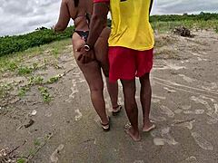 Nicoly's Teasing Beach Fuck With Fireman
