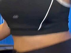 Post-Workout Chick Gets Pussy Licked In Crowded Bathroom