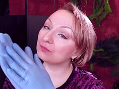 asmr face and teeth touch with gloves