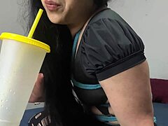 Latina Astarioth drinks her own squirt