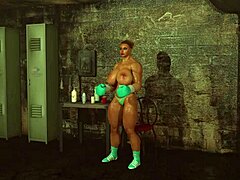 Daring blonde in gloves ready to strike hard?