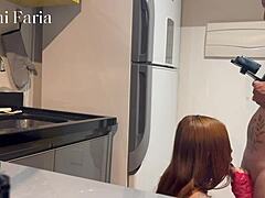 Neighbor Catches Me in Kitchen for Rough Brazilian Fuck