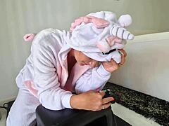 This Milf in a Unicorn Costume Rides Sybian Like Crazy