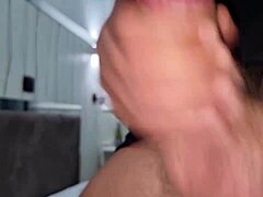 she arrives for a wild cumshot in sexy t-shirt with a huge perverse cock