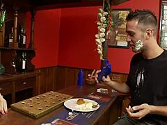 paige fox hops over the counter to fuck a customer for dessert