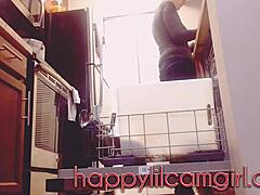 Girl Ignores You While Cleaning Kitchen in Giantess Webcam Clip