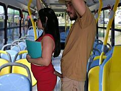 Young student groped and taken hard inside a public bus. What a daring outdoor encounter!