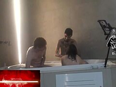 Motel Hidro Threesome with Cute Redhead and Brunette in Wild Action Pt1