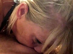 Damn! Blonde British milf gags on deepthroat action