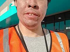 Amateur Asian Walking Outdoors During Work