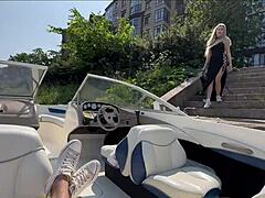 Hot blonde in lingerie, wanna fuck the captain on this boat?