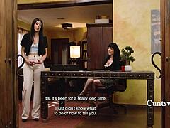 Unbelievable! Gal Ritchie and Little Puck in a desperate lesbian scheme with Porn Link Panic